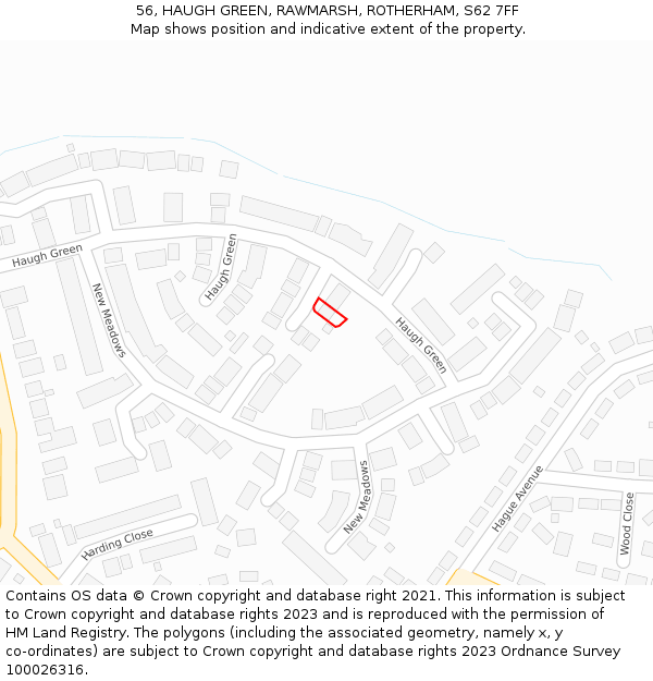 56, HAUGH GREEN, RAWMARSH, ROTHERHAM, S62 7FF: Location map and indicative extent of plot