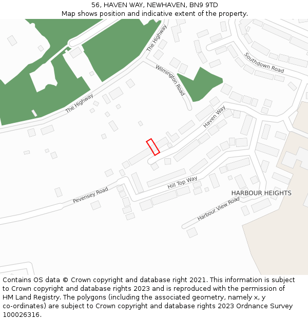 56, HAVEN WAY, NEWHAVEN, BN9 9TD: Location map and indicative extent of plot