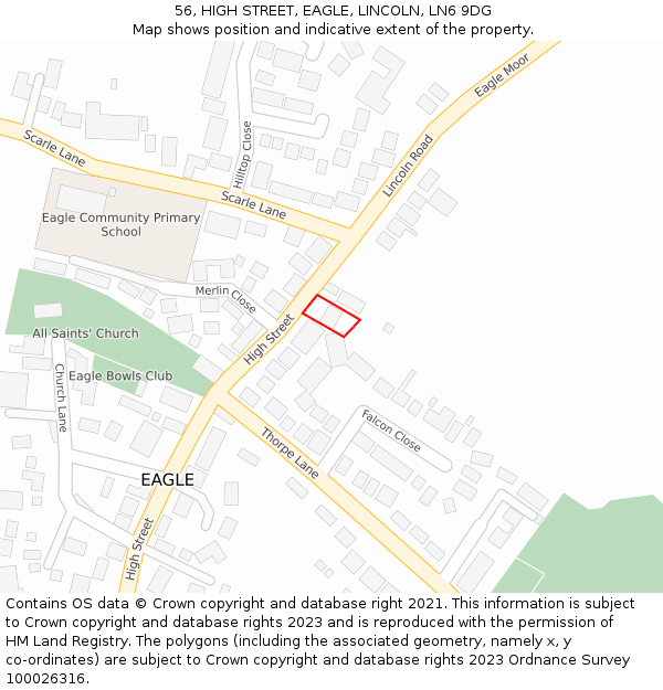 56, HIGH STREET, EAGLE, LINCOLN, LN6 9DG: Location map and indicative extent of plot