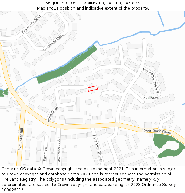 56, JUPES CLOSE, EXMINSTER, EXETER, EX6 8BN: Location map and indicative extent of plot