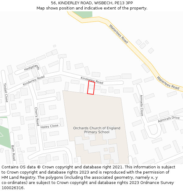 56, KINDERLEY ROAD, WISBECH, PE13 3PP: Location map and indicative extent of plot