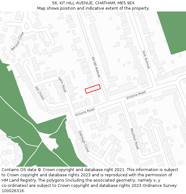 56, KIT HILL AVENUE, CHATHAM, ME5 9EX: Location map and indicative extent of plot