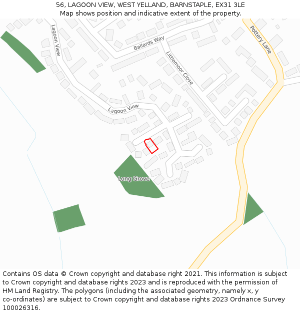 56, LAGOON VIEW, WEST YELLAND, BARNSTAPLE, EX31 3LE: Location map and indicative extent of plot