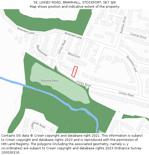 56, LINNEY ROAD, BRAMHALL, STOCKPORT, SK7 3JW: Location map and indicative extent of plot