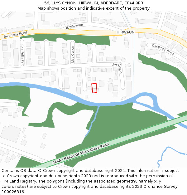 56, LLYS CYNON, HIRWAUN, ABERDARE, CF44 9PR: Location map and indicative extent of plot