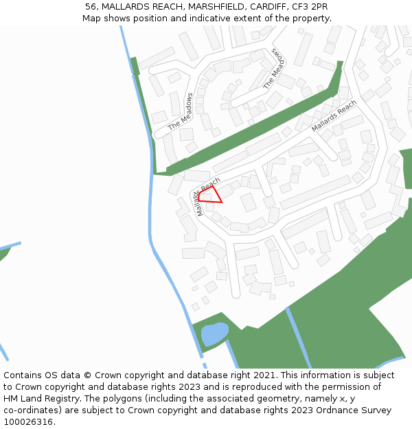 56, MALLARDS REACH, MARSHFIELD, CARDIFF, CF3 2PR: Location map and indicative extent of plot