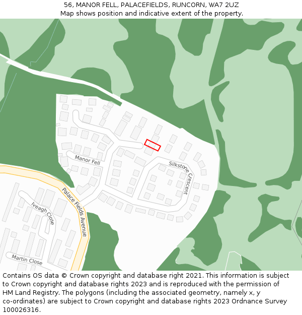 56, MANOR FELL, PALACEFIELDS, RUNCORN, WA7 2UZ: Location map and indicative extent of plot