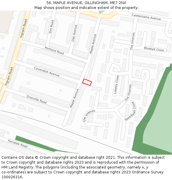 56, MAPLE AVENUE, GILLINGHAM, ME7 2NX: Location map and indicative extent of plot
