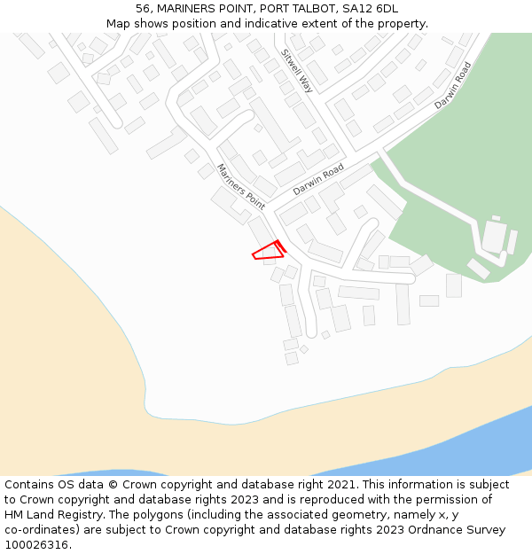 56, MARINERS POINT, PORT TALBOT, SA12 6DL: Location map and indicative extent of plot