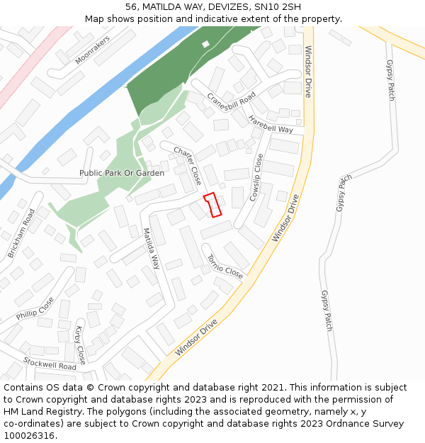 56, MATILDA WAY, DEVIZES, SN10 2SH: Location map and indicative extent of plot