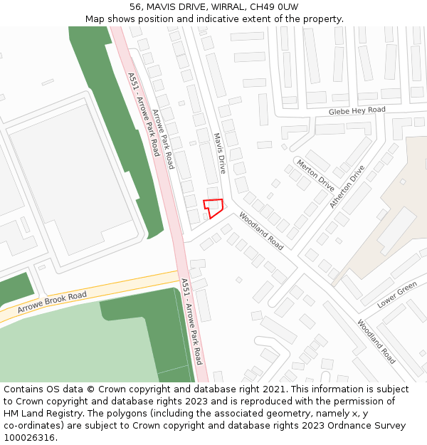 56, MAVIS DRIVE, WIRRAL, CH49 0UW: Location map and indicative extent of plot