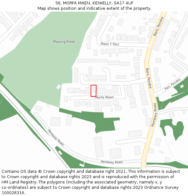 56, MORFA MAEN, KIDWELLY, SA17 4UF: Location map and indicative extent of plot