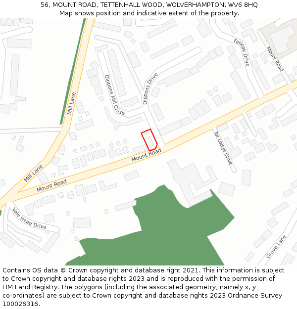 56, MOUNT ROAD, TETTENHALL WOOD, WOLVERHAMPTON, WV6 8HQ: Location map and indicative extent of plot