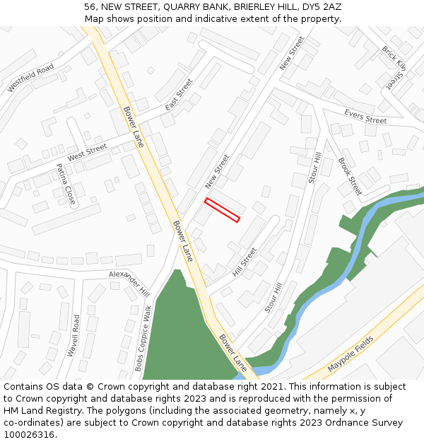 56, NEW STREET, QUARRY BANK, BRIERLEY HILL, DY5 2AZ: Location map and indicative extent of plot