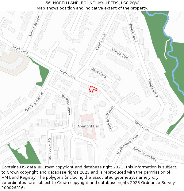 56, NORTH LANE, ROUNDHAY, LEEDS, LS8 2QW: Location map and indicative extent of plot