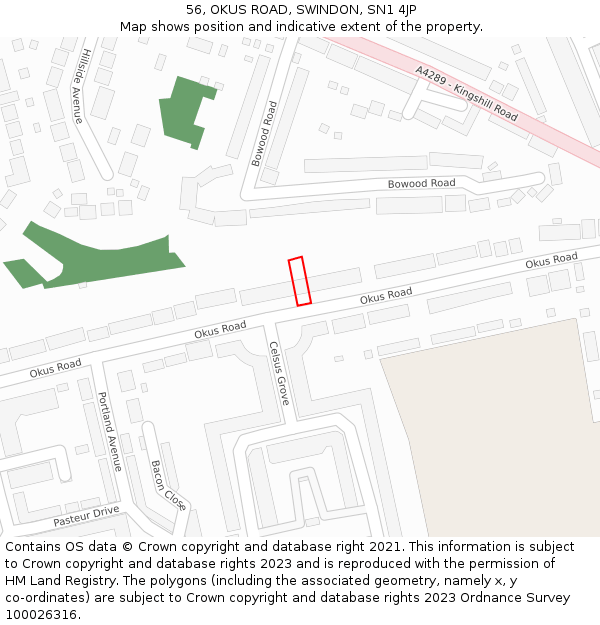 56, OKUS ROAD, SWINDON, SN1 4JP: Location map and indicative extent of plot