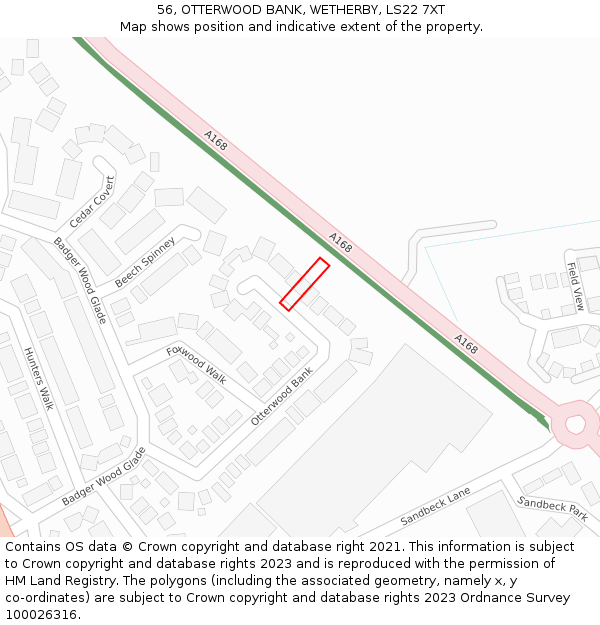 56, OTTERWOOD BANK, WETHERBY, LS22 7XT: Location map and indicative extent of plot