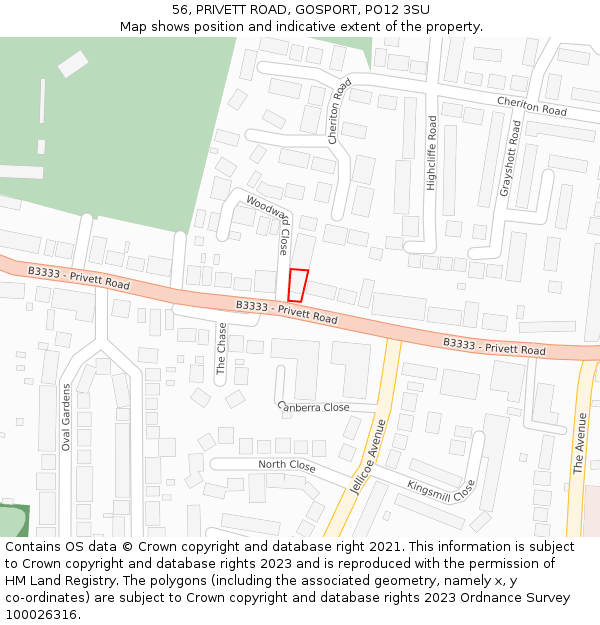 56, PRIVETT ROAD, GOSPORT, PO12 3SU: Location map and indicative extent of plot