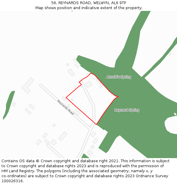 56, REYNARDS ROAD, WELWYN, AL6 9TP: Location map and indicative extent of plot