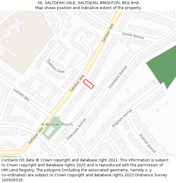 56, SALTDEAN VALE, SALTDEAN, BRIGHTON, BN2 8HA: Location map and indicative extent of plot