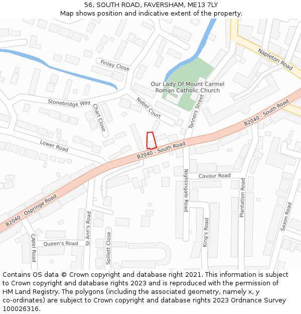 56, SOUTH ROAD, FAVERSHAM, ME13 7LY: Location map and indicative extent of plot