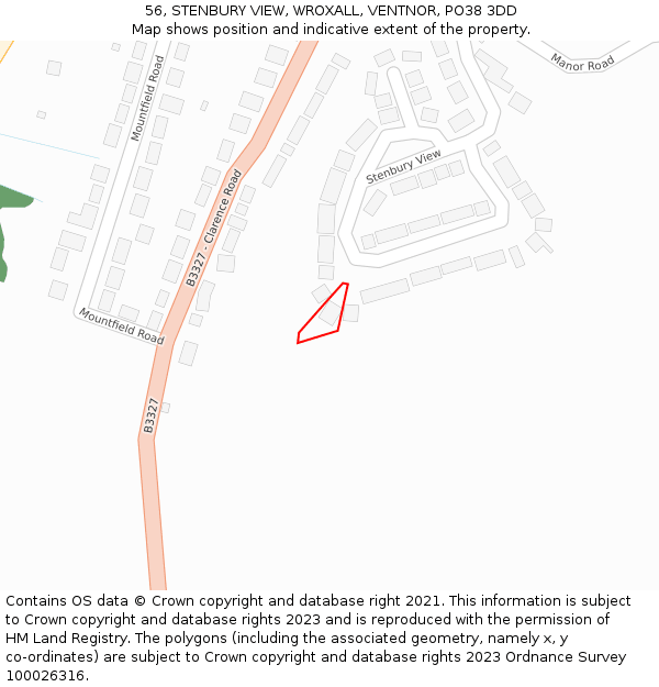 56, STENBURY VIEW, WROXALL, VENTNOR, PO38 3DD: Location map and indicative extent of plot