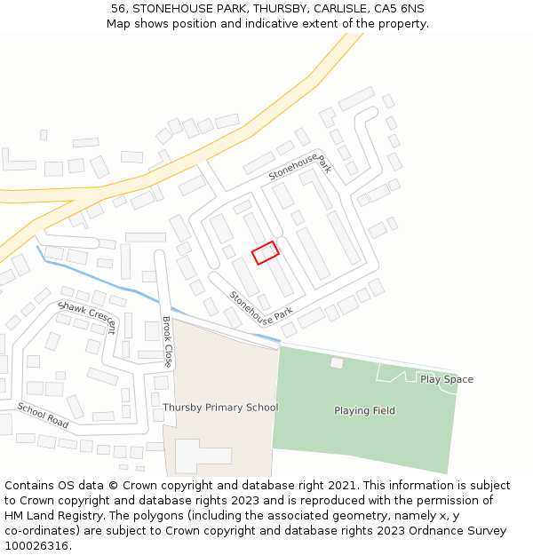 56, STONEHOUSE PARK, THURSBY, CARLISLE, CA5 6NS: Location map and indicative extent of plot