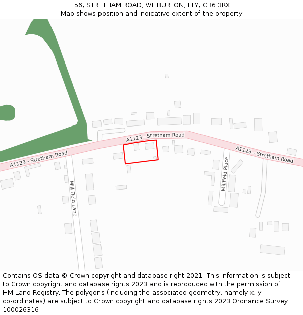 56, STRETHAM ROAD, WILBURTON, ELY, CB6 3RX: Location map and indicative extent of plot