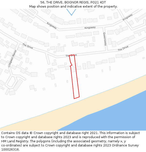 56, THE DRIVE, BOGNOR REGIS, PO21 4DT: Location map and indicative extent of plot