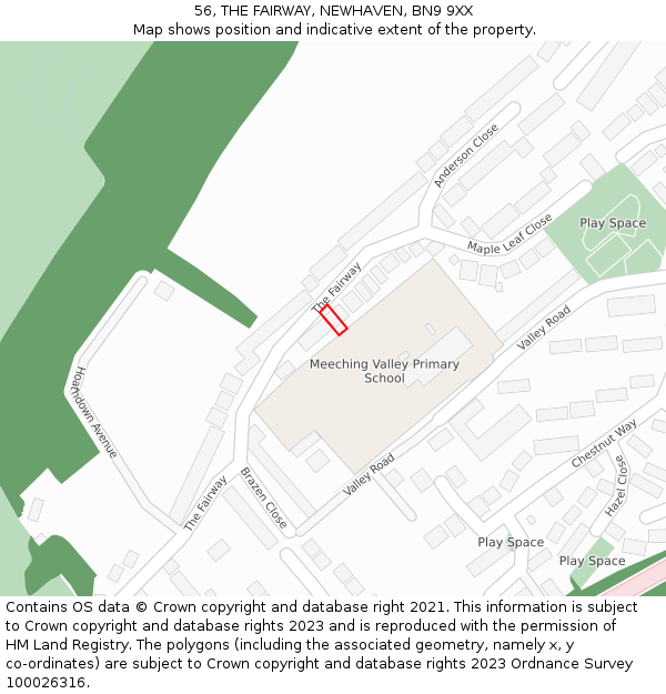 56, THE FAIRWAY, NEWHAVEN, BN9 9XX: Location map and indicative extent of plot