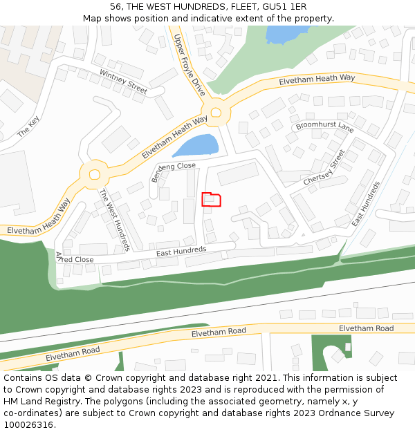 56, THE WEST HUNDREDS, FLEET, GU51 1ER: Location map and indicative extent of plot