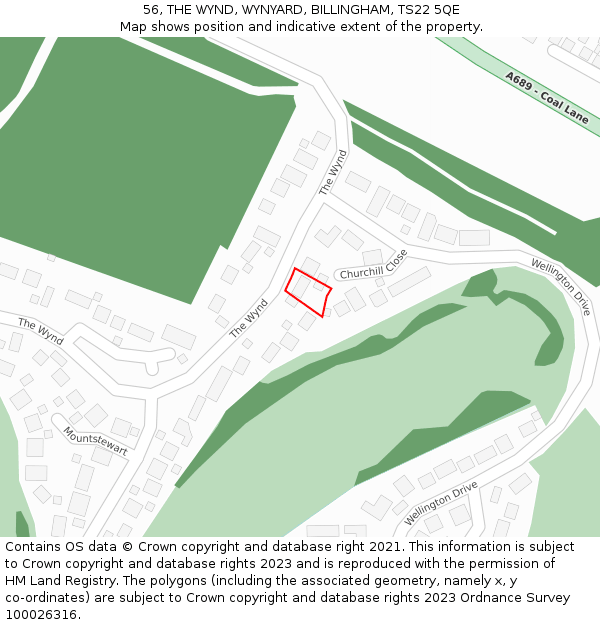 56, THE WYND, WYNYARD, BILLINGHAM, TS22 5QE: Location map and indicative extent of plot