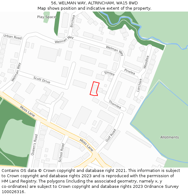 56, WELMAN WAY, ALTRINCHAM, WA15 8WD: Location map and indicative extent of plot