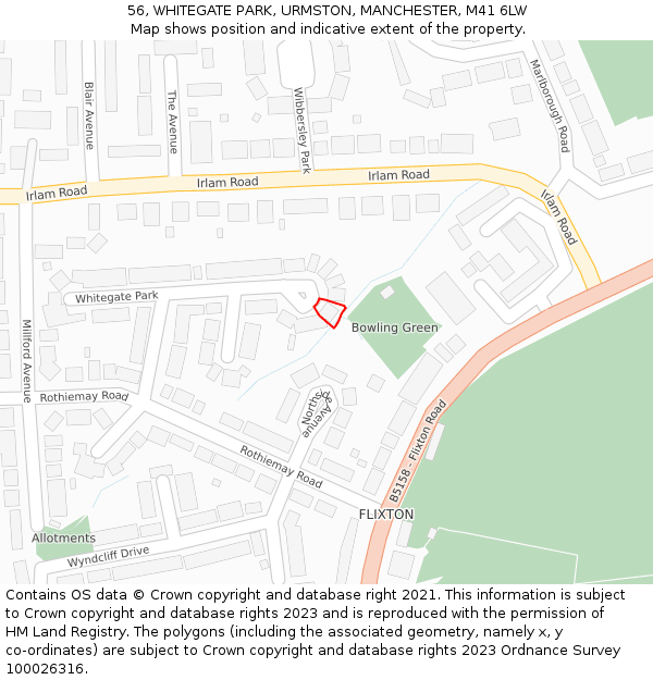 56, WHITEGATE PARK, URMSTON, MANCHESTER, M41 6LW: Location map and indicative extent of plot