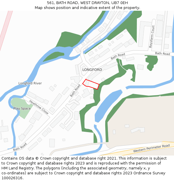 561, BATH ROAD, WEST DRAYTON, UB7 0EH: Location map and indicative extent of plot