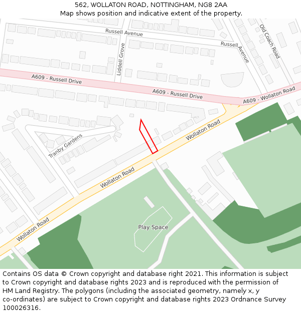 562, WOLLATON ROAD, NOTTINGHAM, NG8 2AA: Location map and indicative extent of plot