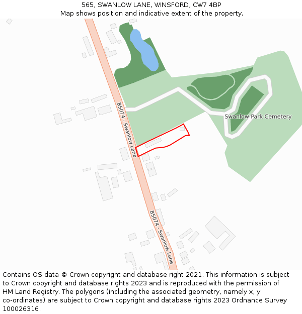 565, SWANLOW LANE, WINSFORD, CW7 4BP: Location map and indicative extent of plot