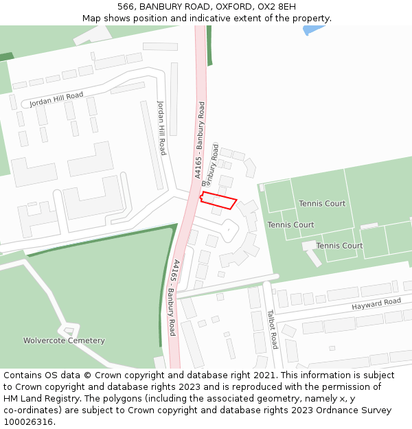 566, BANBURY ROAD, OXFORD, OX2 8EH: Location map and indicative extent of plot