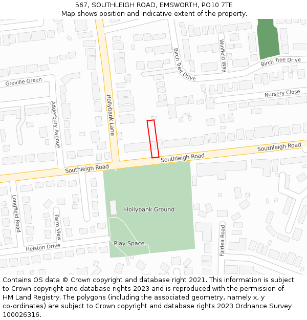 567, SOUTHLEIGH ROAD, EMSWORTH, PO10 7TE: Location map and indicative extent of plot