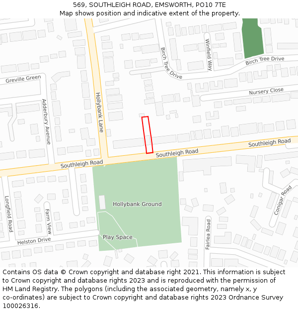 569, SOUTHLEIGH ROAD, EMSWORTH, PO10 7TE: Location map and indicative extent of plot