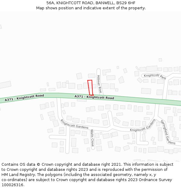 56A, KNIGHTCOTT ROAD, BANWELL, BS29 6HF: Location map and indicative extent of plot