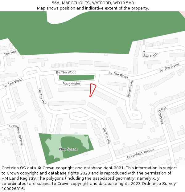 56A, MARGEHOLES, WATFORD, WD19 5AR: Location map and indicative extent of plot