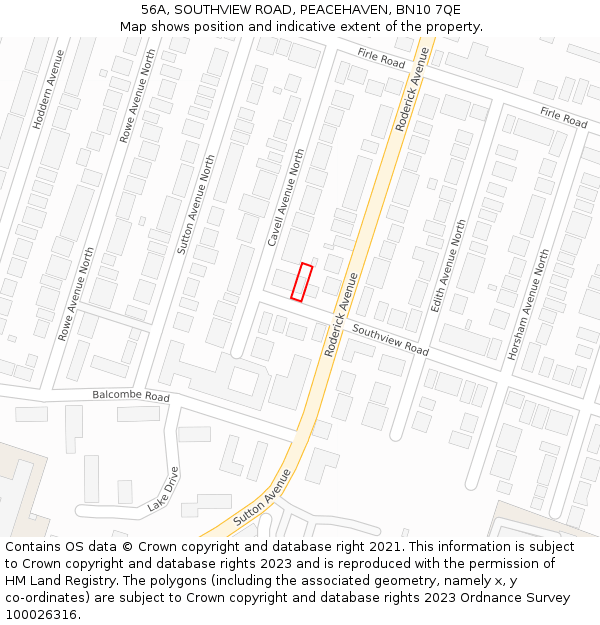 56A, SOUTHVIEW ROAD, PEACEHAVEN, BN10 7QE: Location map and indicative extent of plot