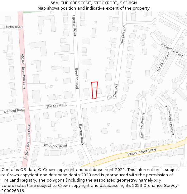 56A, THE CRESCENT, STOCKPORT, SK3 8SN: Location map and indicative extent of plot