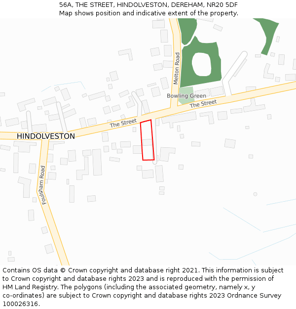 56A, THE STREET, HINDOLVESTON, DEREHAM, NR20 5DF: Location map and indicative extent of plot