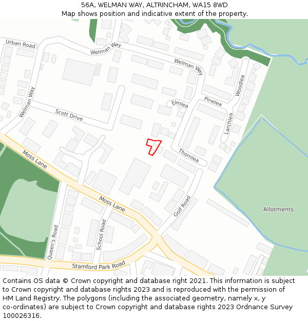 56A, WELMAN WAY, ALTRINCHAM, WA15 8WD: Location map and indicative extent of plot