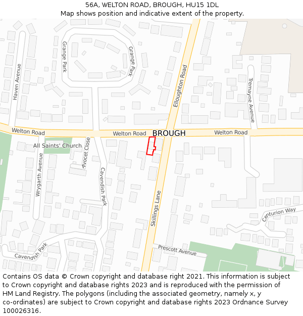 56A, WELTON ROAD, BROUGH, HU15 1DL: Location map and indicative extent of plot