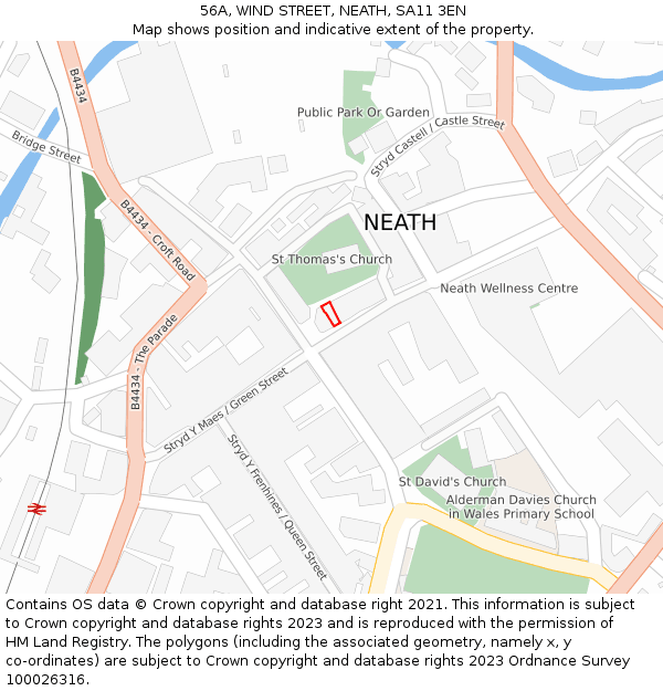 56A, WIND STREET, NEATH, SA11 3EN: Location map and indicative extent of plot