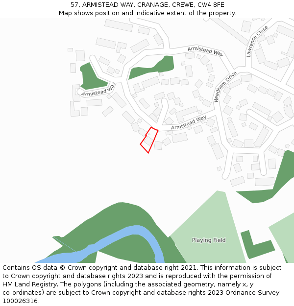 57, ARMISTEAD WAY, CRANAGE, CREWE, CW4 8FE: Location map and indicative extent of plot