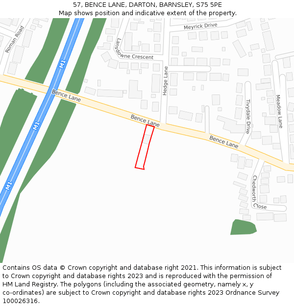 57, BENCE LANE, DARTON, BARNSLEY, S75 5PE: Location map and indicative extent of plot